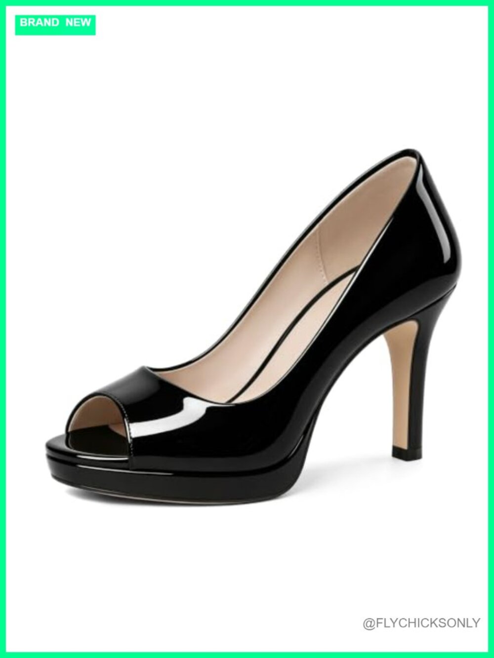 Peep Toe Platform Stiletto Heels 9cm Faux Leather Pumps
